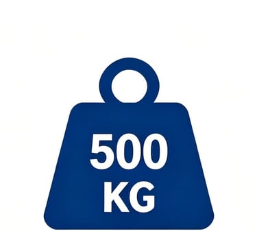 Blue industrial weight capacity icons ranging from 150 kg to over 1000 kg for trolley