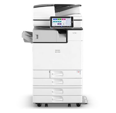 Ricoh IM C4500 color laser multifunction printer with touchscreen display and paper trays.