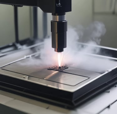 Laser engraving machine in action, etching detailed ID tags with sharp clarity.