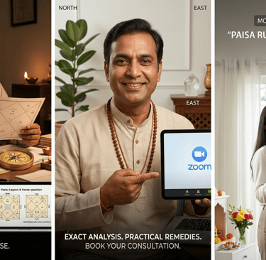 Indian Vastu expert offering online consultation for financial prosperity and home layout analysis.