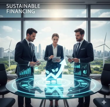 Financiamiento sostenible México: ilustración de inversiones ecológicas ESG con líneas de crédito para MIPYMES en crecimiento