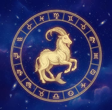 a zodiac sign with a goat in the middle of a circle