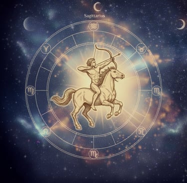 a man with a bow and arrow in front of a clock