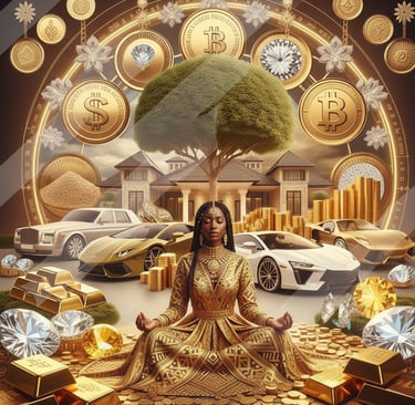a woman sitting in a lotus flower potted in a gold coin