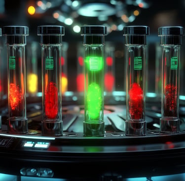 View of laboratory equipment in neon lights