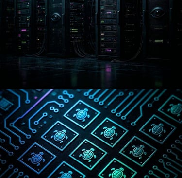 Split-screen graphic comparing dark corporate network tracking against raw silicon YesLibre.