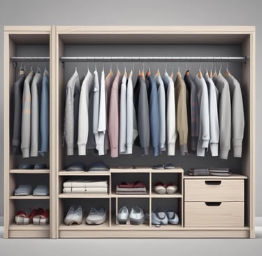 Roupas de cabide guardadas e organizadas