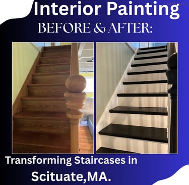 Freshly painted interior staircase in Scituate, MA.