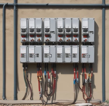 Satellite dish pointed towards the sky with mountains in the background.