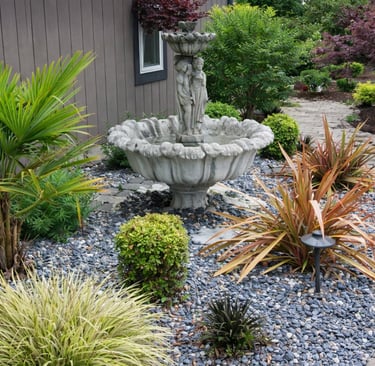 water feature in tropical landscape