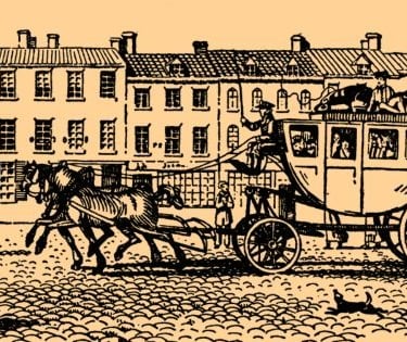 Ink block print of the main thoroughfare of the old country village of Böner.