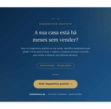 Pedir diagnóstico gratuito da venda da sua casa — André Branco Consultor Imobiliário Costa de Prata