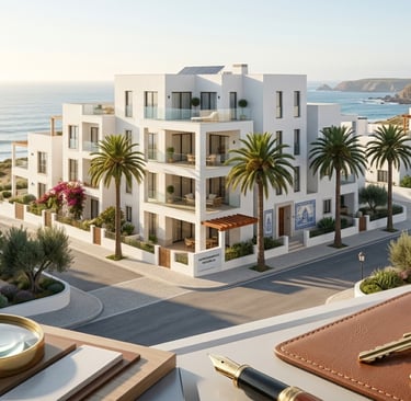 Empreendimento residencial contemporâneo Peniche Ferrel — construção nova zona costeira 2026