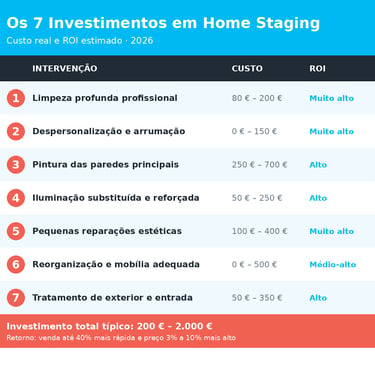 Os 7 investimentos em home staging com melhor ROI — 2026