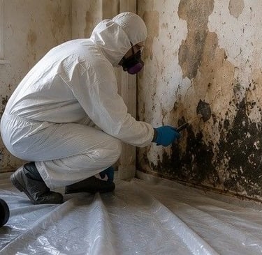 water damage and mold growth found inside walls of older Downtown Colorado Springs property during professional inspection