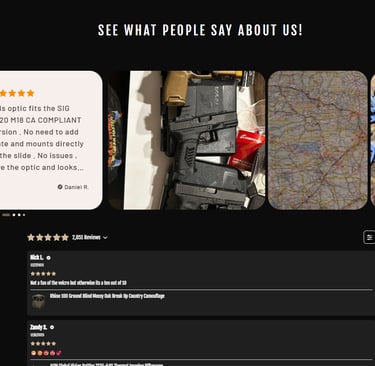 Homepage reviews section design for FreedomUSASales.com