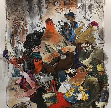 Painting by Stephen Holland titled "Hanging with the Good Old Boys."