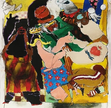Painting by Stephen Holland titled "Happy Days."