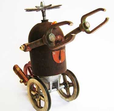 Robot sculpture by Santa Barbara artist Tal Avitzur.