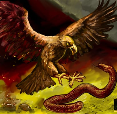 fight between eagle and snake painting art made with photoshop