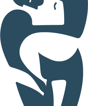 Una silueta abstracta minimalista azul de una pareja abrazándose y besándose sobre un fondo negro