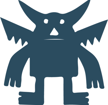 Diseño de un monstruo alado con cuernos sobre un fondo negro