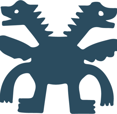 Diseño criatura mítica, dragón de dos cabezas con alas
