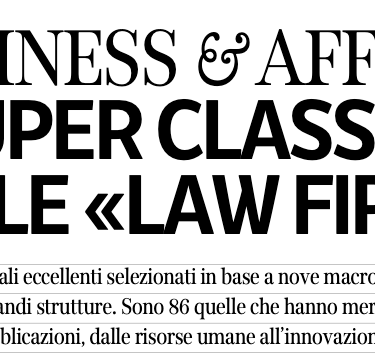 Business & Affari headline presenting the ranking of the top 200 Italian law firms based on performance.