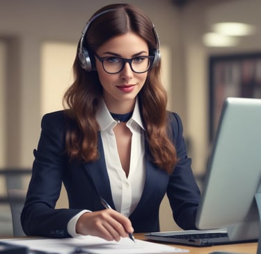 A professional consultant discussing engineering plans with clients in an office setting.