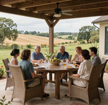 Outdoor seating area with brooklyn signage