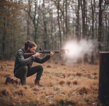A focused student aiming a handgun safely at an outdoor range under instructor supervision.