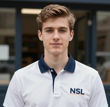 A happy homeowner standing next to a newly installed wooden door.