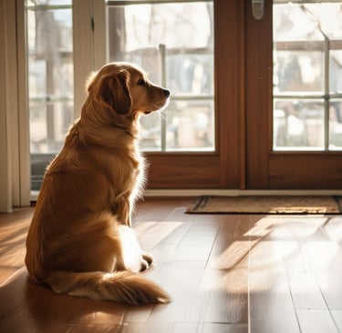 perro llorando al quedarse solo en casa
