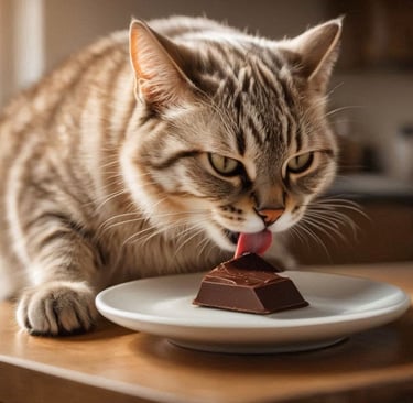 un gato comiendo chocolate