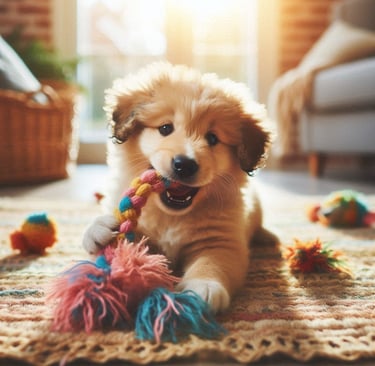 perro sano y feliz en casa