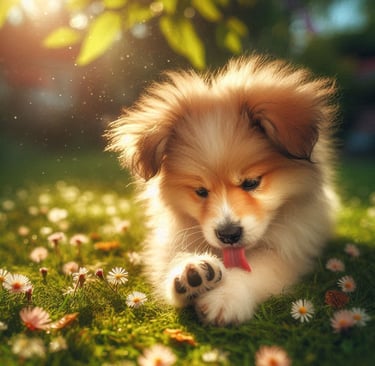 perro lamiéndose las patas