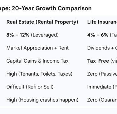 Table of comparison between RS and Ins