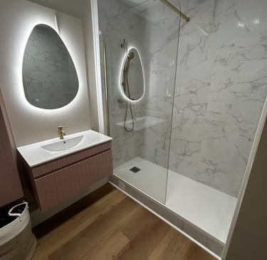 carrelage douche à l'italienne effet marbre