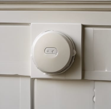 Inspector testing electrical outlets with a voltage meter in a kitchen.