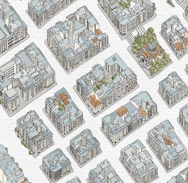 Hand-drawn city map of Athens, detail by deliaMAPS