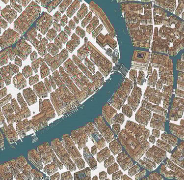 Hand-drawn city map of Venice, detail, by deliaMAPS