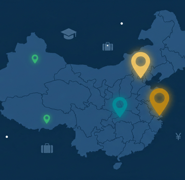 Map of China: Foreign Teachers Pay by City