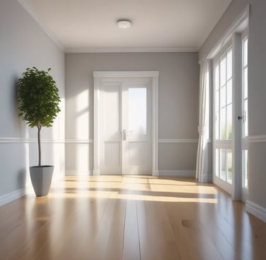 A freshly cleaned residential kitchen with gleaming countertops and spotless appliances.