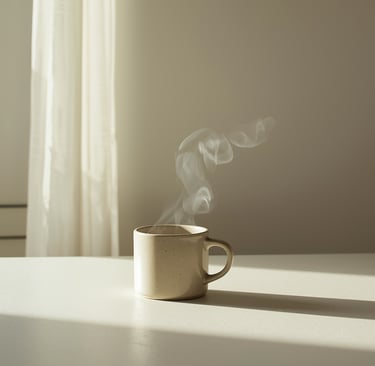 a cup of coffee with smoke coming out of it