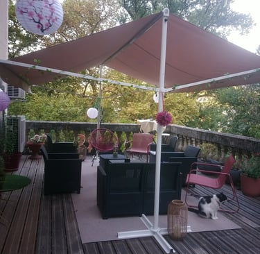 terrasse, sauna et spa jaccuzi