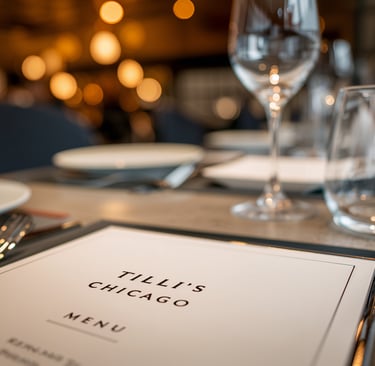 Tilli’s Chicago menu and table setup