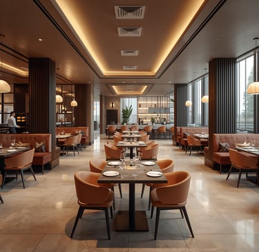 Spacious and elegant dine-in restaurant interior at Tilli’s Chicago