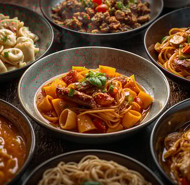 Italian pasta and Asian noodle dishes at Tilli’s Restaurant Chicago