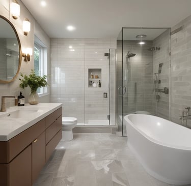 A family gathered in a bright, remodeled living room highlighting cozy and stylish design.