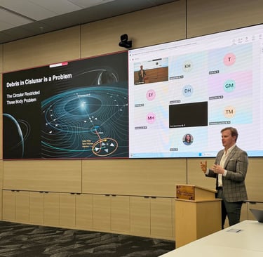 Nick Reese giving a keynote speech on space